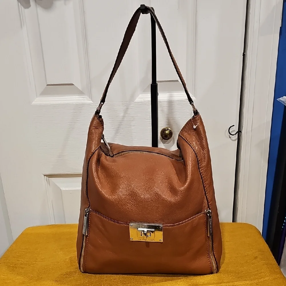 Michael Kors Sloane Leather Hobo Bag In Luggage Brown EUC